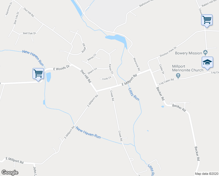 map of restaurants, bars, coffee shops, grocery stores, and more near 711 East Millport Road in Lititz