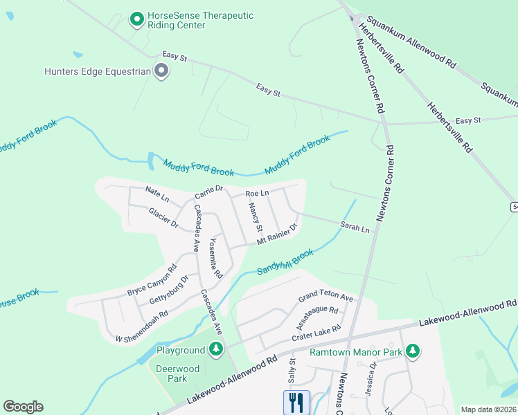 map of restaurants, bars, coffee shops, grocery stores, and more near 7 Nancy Street in Howell Township