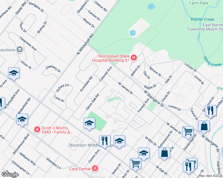 map of restaurants, bars, coffee shops, grocery stores, and more near 906 Northridge Drive in Eagleville
