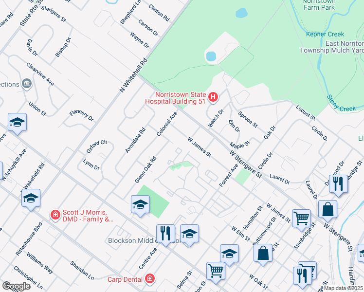 map of restaurants, bars, coffee shops, grocery stores, and more near 1005 Northridge Drive in Eagleville