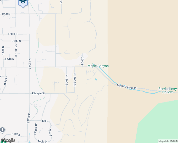 map of restaurants, bars, coffee shops, grocery stores, and more near 2137 East 400 North in Mapleton