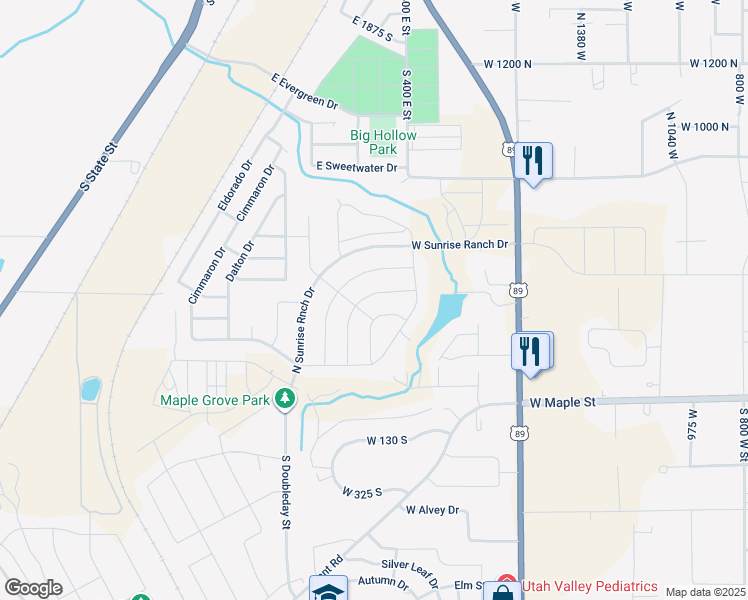 map of restaurants, bars, coffee shops, grocery stores, and more near 2161 West Pegasus Avenue in Mapleton