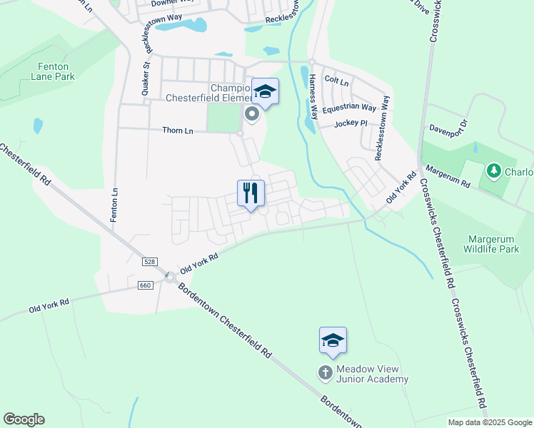 map of restaurants, bars, coffee shops, grocery stores, and more near 22 McIntyre Way in Chesterfield Township