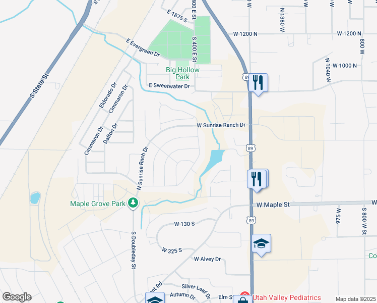 map of restaurants, bars, coffee shops, grocery stores, and more near 2047 West Pegasus Avenue in Mapleton