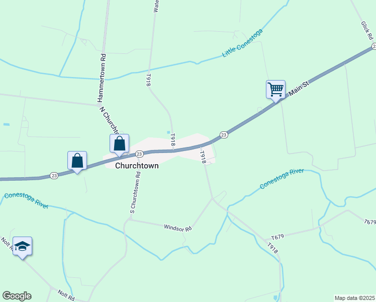 map of restaurants, bars, coffee shops, grocery stores, and more near 2122 Main Street in Narvon