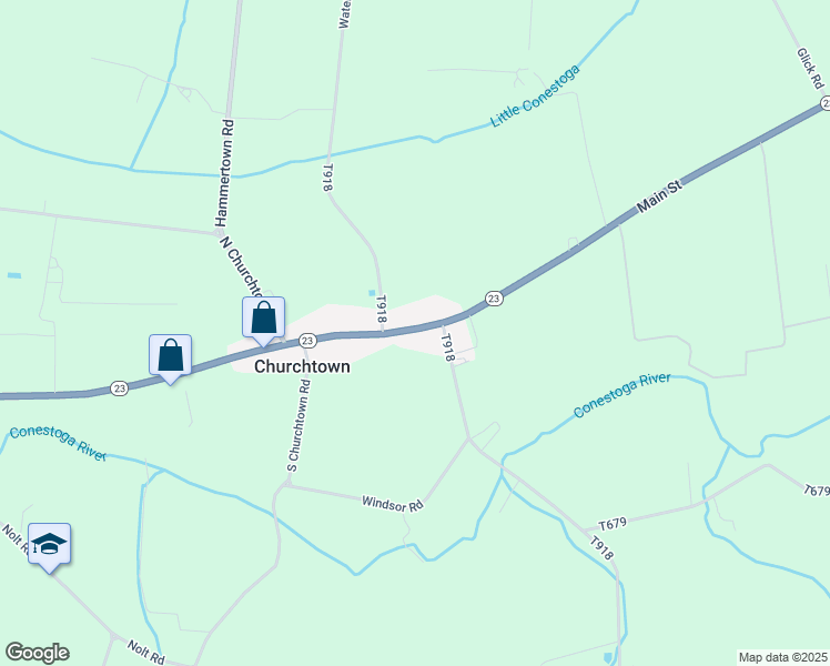 map of restaurants, bars, coffee shops, grocery stores, and more near 2122 Main Street in Narvon