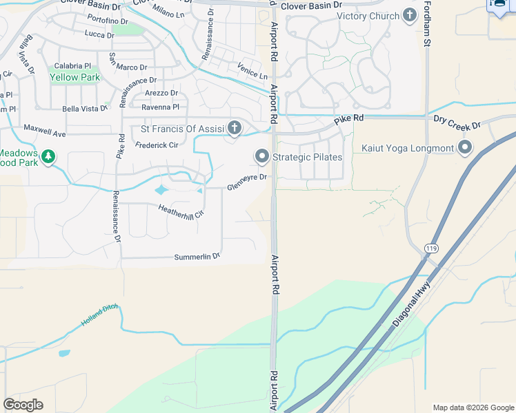 map of restaurants, bars, coffee shops, grocery stores, and more near 8791 North 87th Street in Longmont