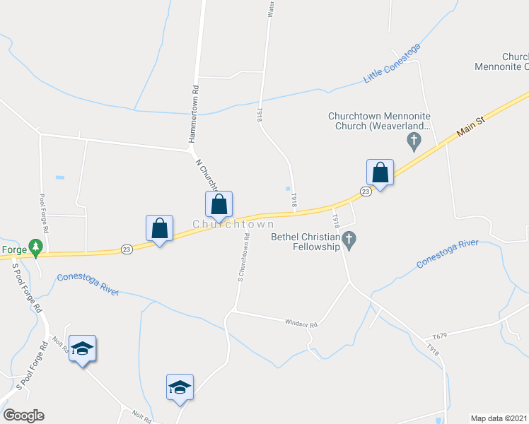 map of restaurants, bars, coffee shops, grocery stores, and more near 2087 Main Street in Narvon