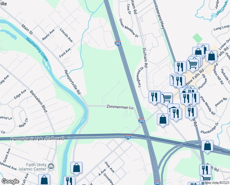 map of restaurants, bars, coffee shops, grocery stores, and more near 37 Midway Avenue in Langhorne