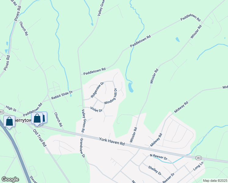 map of restaurants, bars, coffee shops, grocery stores, and more near 100 Winding Hill Drive in York County