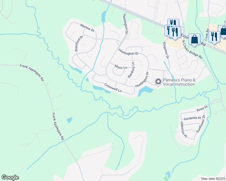 map of restaurants, bars, coffee shops, grocery stores, and more near 48 Cromwell Lane in Jackson Township