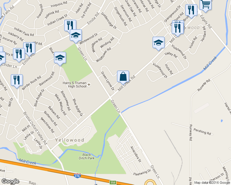 map of restaurants, bars, coffee shops, grocery stores, and more near 4 Mill Creek Rd in Levittown