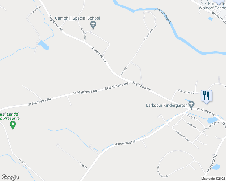 map of restaurants, bars, coffee shops, grocery stores, and more near 1954 Saint Matthews Road in Phoenixville