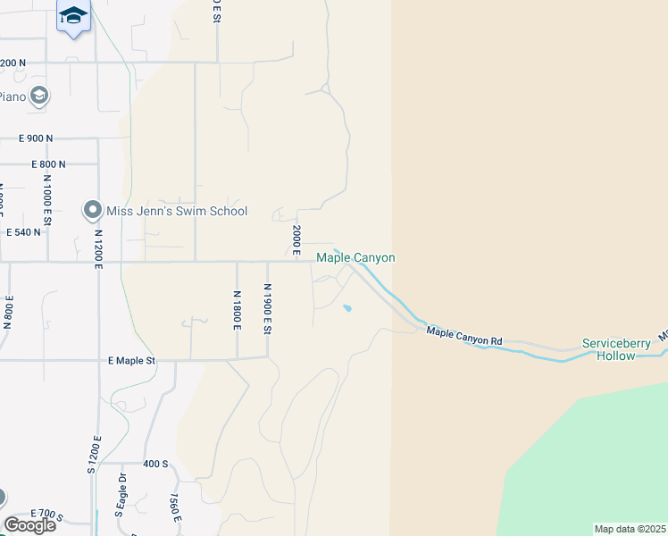 map of restaurants, bars, coffee shops, grocery stores, and more near 2208 East 400 North in Mapleton