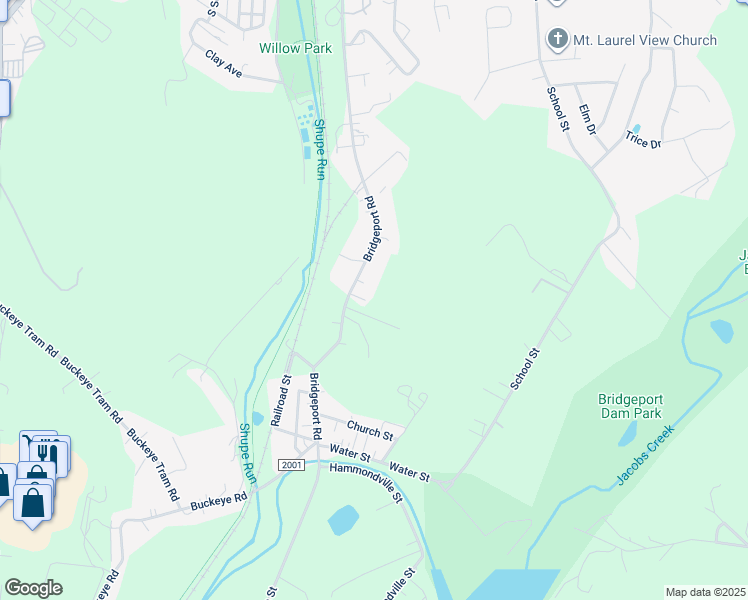 map of restaurants, bars, coffee shops, grocery stores, and more near 417 Bridgeport Road in Mount Pleasant