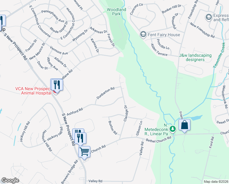 map of restaurants, bars, coffee shops, grocery stores, and more near 13 Dunbarton Road in Jackson Township