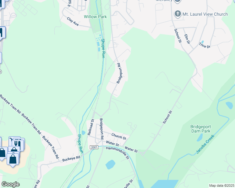 map of restaurants, bars, coffee shops, grocery stores, and more near 417 Bridgeport Road in Mount Pleasant