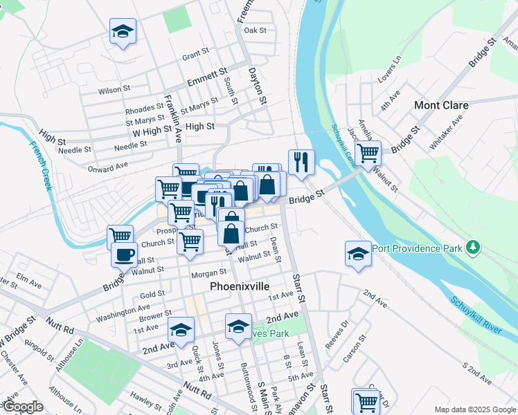 map of restaurants, bars, coffee shops, grocery stores, and more near in 