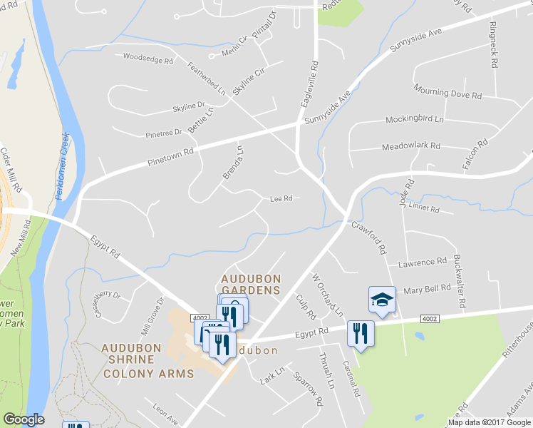 map of restaurants, bars, coffee shops, grocery stores, and more near 1004 Shearwater Drive in Eagleville