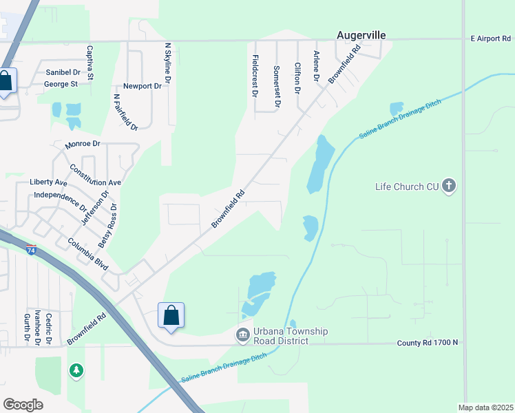 map of restaurants, bars, coffee shops, grocery stores, and more near 2313 Mary Lou Drive in Urbana