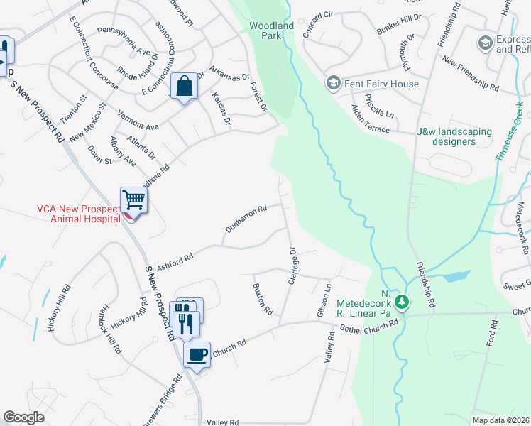 map of restaurants, bars, coffee shops, grocery stores, and more near 13 Dunbarton Road in Jackson Township