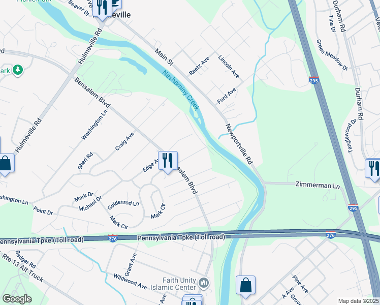 map of restaurants, bars, coffee shops, grocery stores, and more near 6356 Fulton Avenue in Bucks County