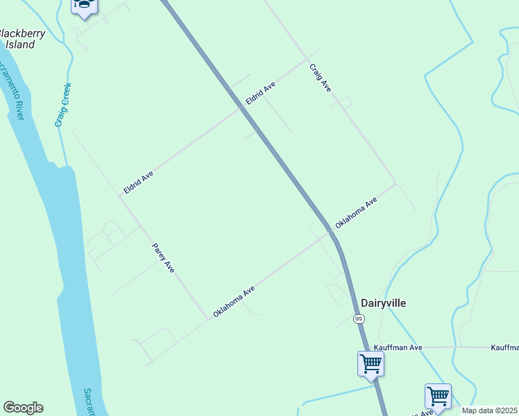 map of restaurants, bars, coffee shops, grocery stores, and more near Highway 99 East in Tehama County