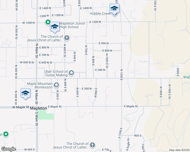 map of restaurants, bars, coffee shops, grocery stores, and more near 875 East 400 North Street in Mapleton