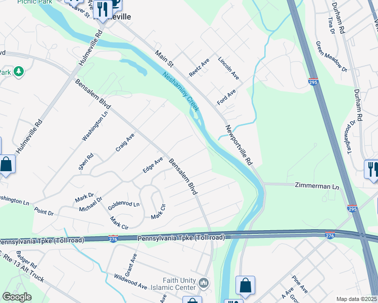 map of restaurants, bars, coffee shops, grocery stores, and more near 6356 Fulton Avenue in Bucks County