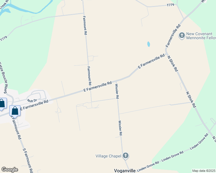 map of restaurants, bars, coffee shops, grocery stores, and more near 383 East Farmersville Road in New Holland