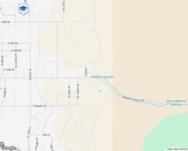 map of restaurants, bars, coffee shops, grocery stores, and more near 2137 East 400 North in Mapleton