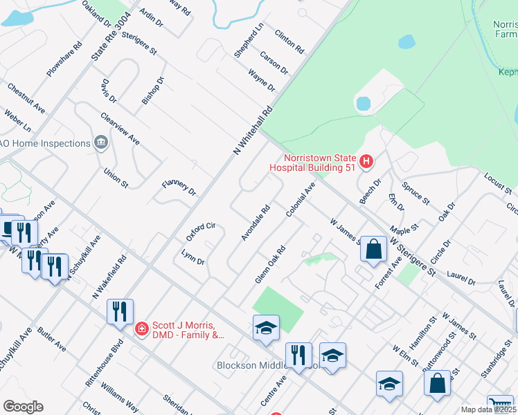 map of restaurants, bars, coffee shops, grocery stores, and more near 149 Avondale Road in Eagleville