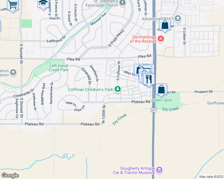 map of restaurants, bars, coffee shops, grocery stores, and more near 945 Neon Forest Circle in Longmont