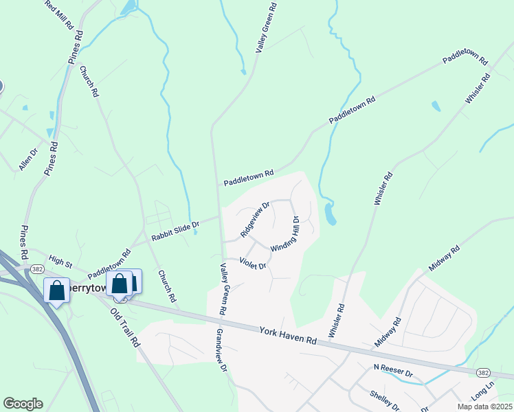 map of restaurants, bars, coffee shops, grocery stores, and more near 95 Ridgeview Drive in York County
