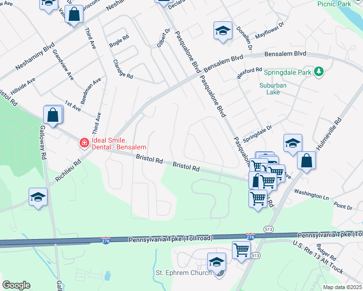 map of restaurants, bars, coffee shops, grocery stores, and more near 4524 Barnsleigh Drive in Bucks County