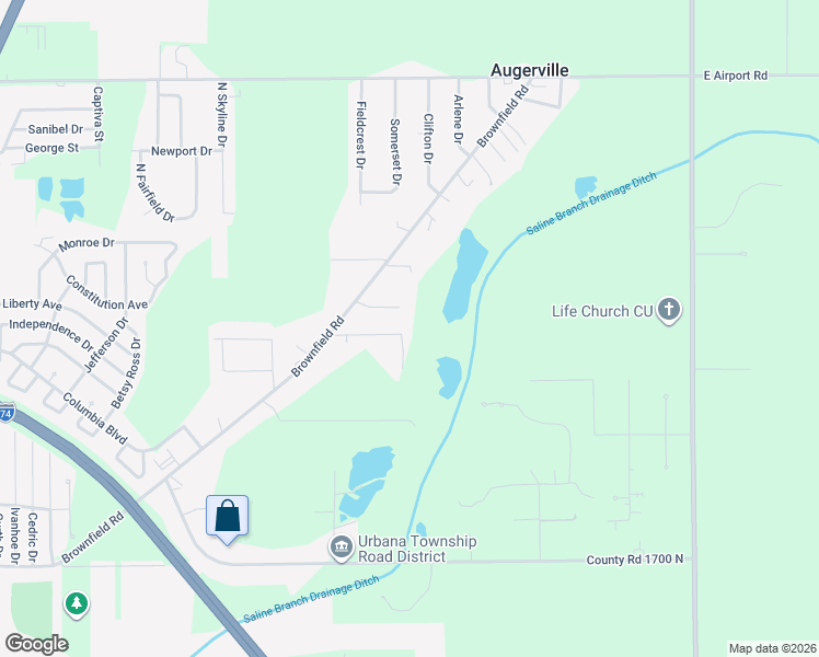 map of restaurants, bars, coffee shops, grocery stores, and more near 2407 Mary Lou Drive in Urbana