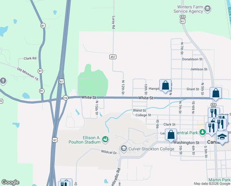 map of restaurants, bars, coffee shops, grocery stores, and more near 1200-1306 White St in Canton