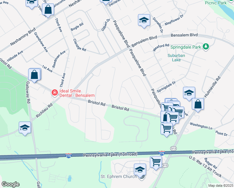 map of restaurants, bars, coffee shops, grocery stores, and more near 4524 Barnsleigh Drive in Bucks County