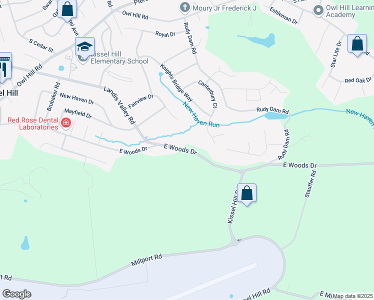 map of restaurants, bars, coffee shops, grocery stores, and more near 331 East Woods Drive in Lititz