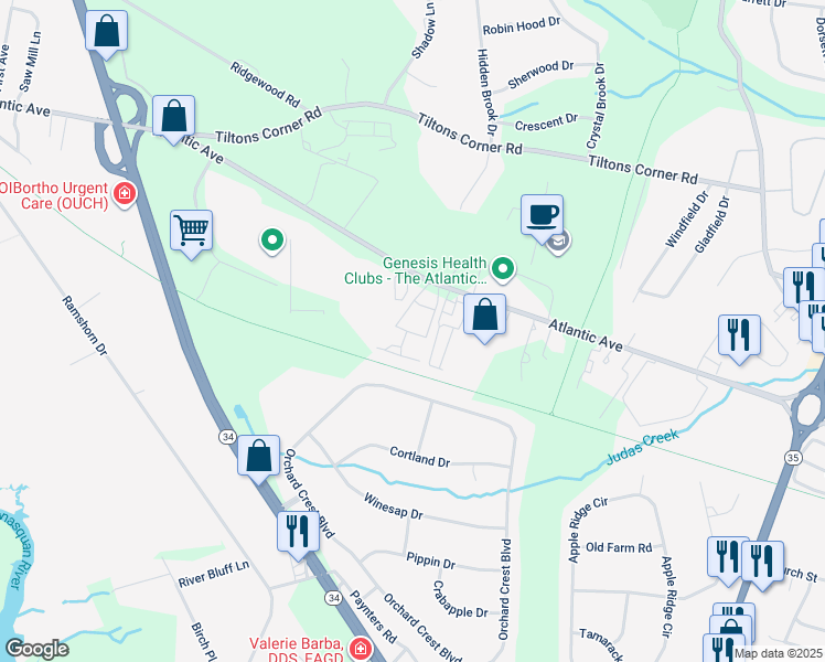 map of restaurants, bars, coffee shops, grocery stores, and more near 1919 Atlantic Avenue in Manasquan