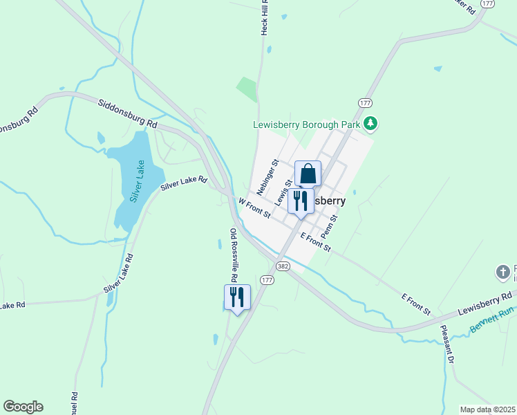 map of restaurants, bars, coffee shops, grocery stores, and more near 309 West Front Street in Lewisberry