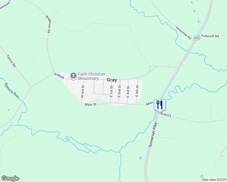 map of restaurants, bars, coffee shops, grocery stores, and more near 117 East 2nd Street in Gray