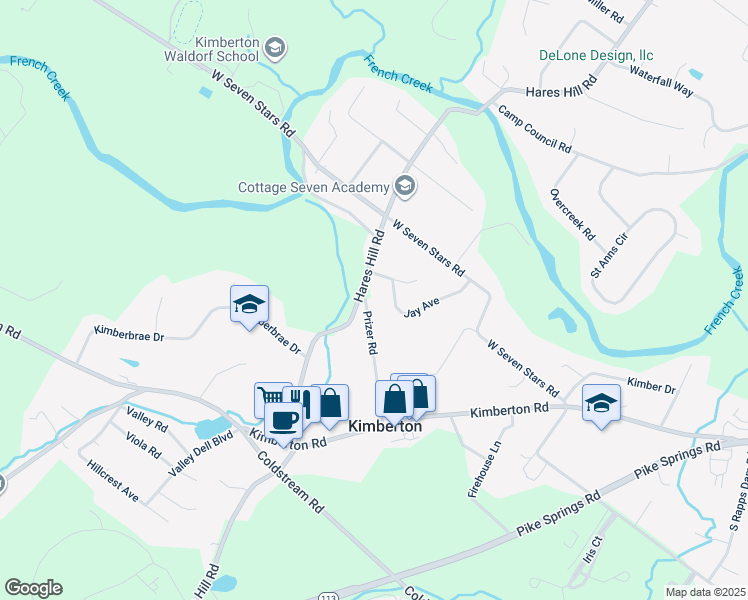 map of restaurants, bars, coffee shops, grocery stores, and more near 75 Prizer Road in Phoenixville