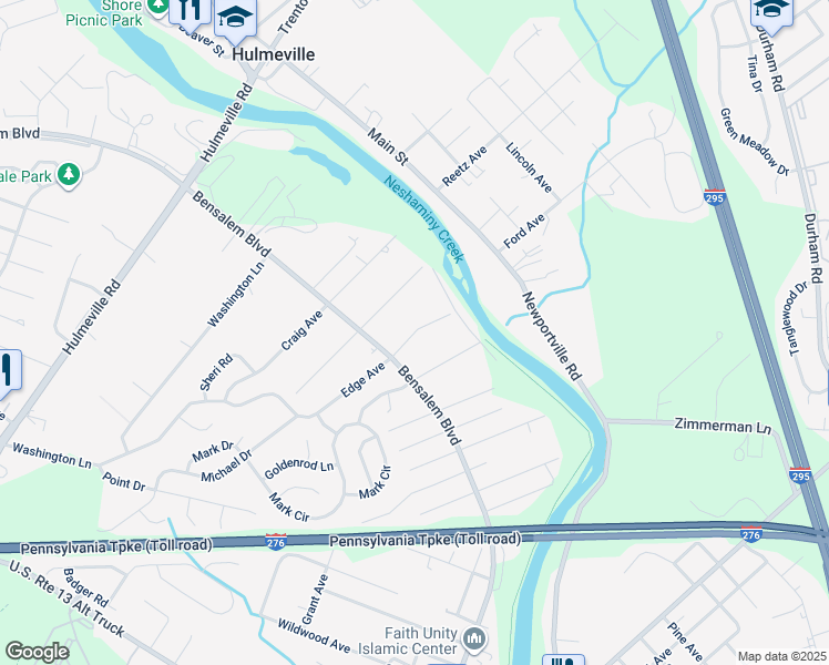 map of restaurants, bars, coffee shops, grocery stores, and more near 6411 Edge Avenue in Bensalem