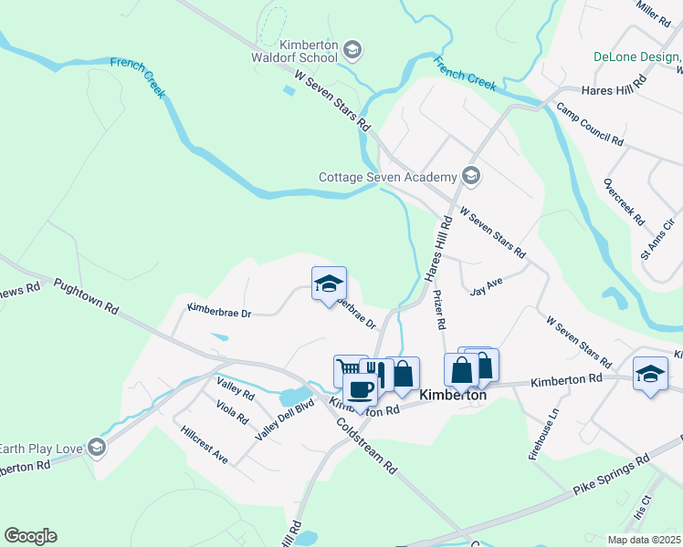 map of restaurants, bars, coffee shops, grocery stores, and more near 111 Kimberbrae Drive in Phoenixville