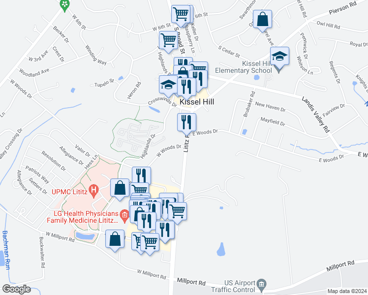 map of restaurants, bars, coffee shops, grocery stores, and more near 926 Lititz Pike in Lititz
