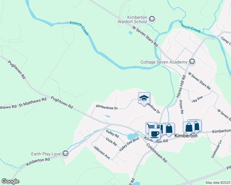 map of restaurants, bars, coffee shops, grocery stores, and more near 107 Brian Way in Phoenixville
