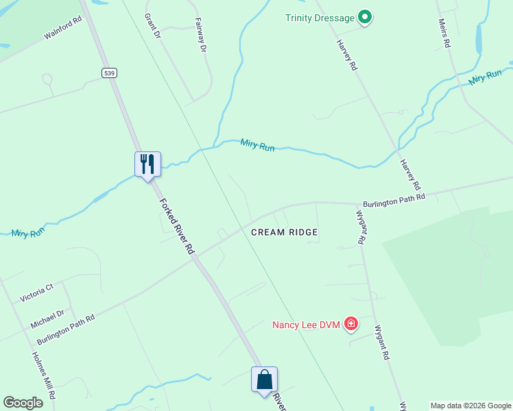 map of restaurants, bars, coffee shops, grocery stores, and more near 168 Burlington Path Road in Upper Freehold