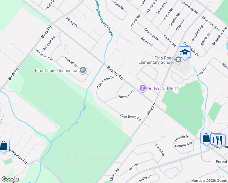 map of restaurants, bars, coffee shops, grocery stores, and more near 3436 Heather Road in Montgomery County