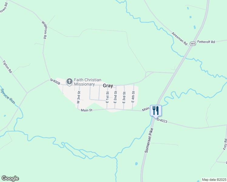 map of restaurants, bars, coffee shops, grocery stores, and more near 117 East 2nd Street in Gray